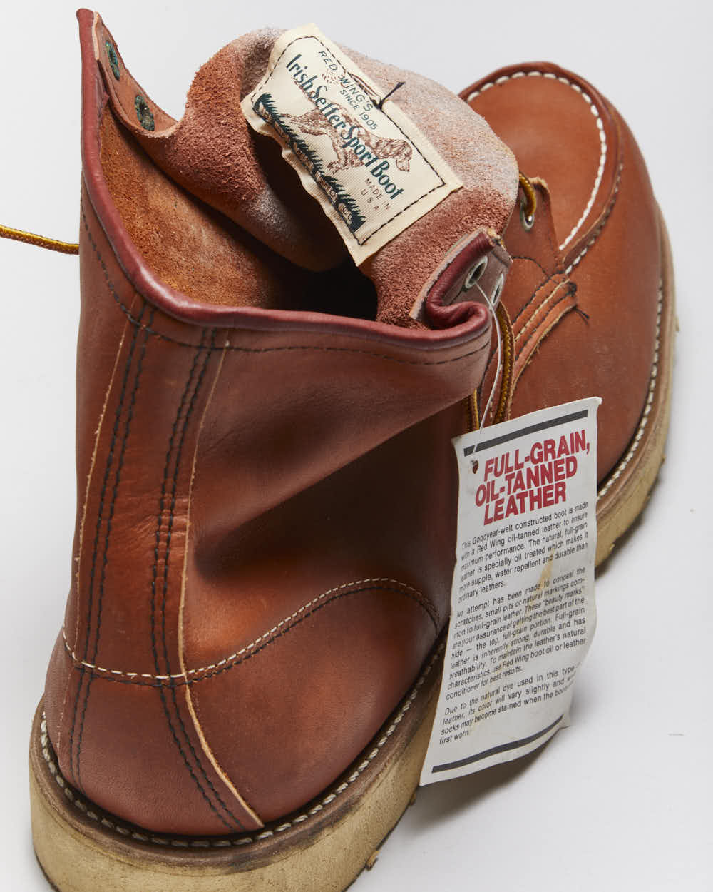 DSWT Vintage 1990s Red Wing Irish Setter Heritage Classic 6 Inch Moc Toe Leather Boots - UK13