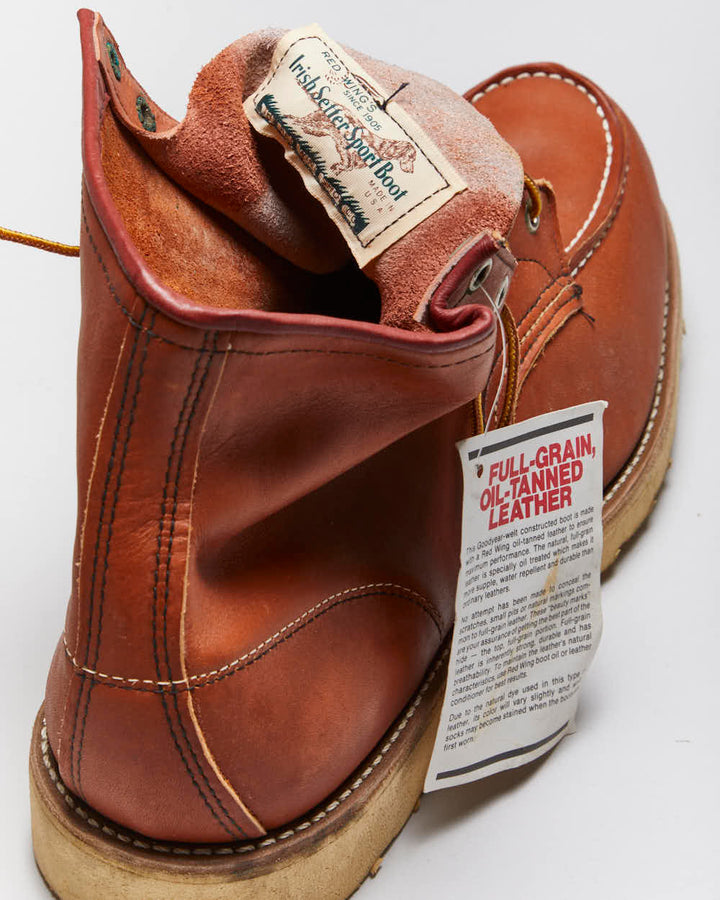 DSWT Vintage 1990s Red Wing Irish Setter Heritage Classic 6 Inch Moc Toe Leather Boots - UK13