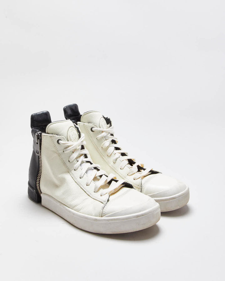 Vintage Diesel Two-Tone Leather Zip High Top Trainers - UK9
