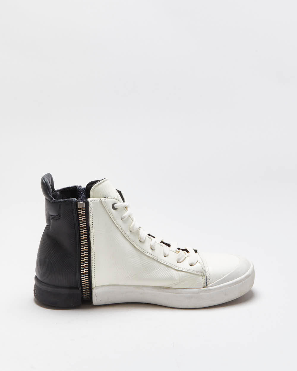 Vintage Diesel Two-Tone Leather Zip High Top Trainers - UK9