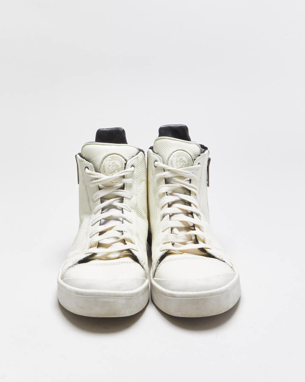 Vintage Diesel Two-Tone Leather Zip High Top Trainers - UK9
