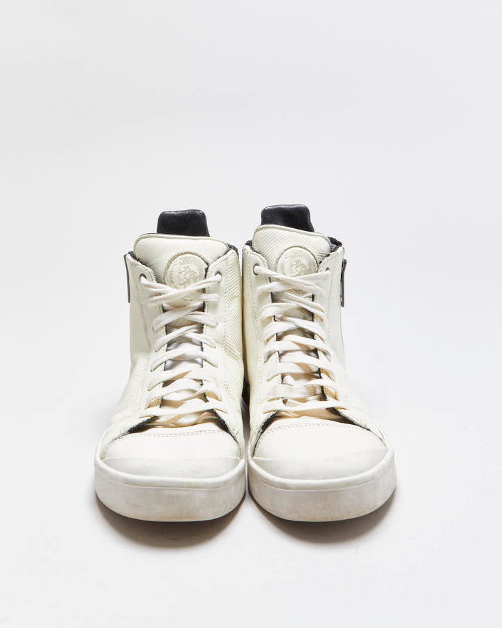 Vintage Diesel Two-Tone Leather Zip High Top Trainers - UK9