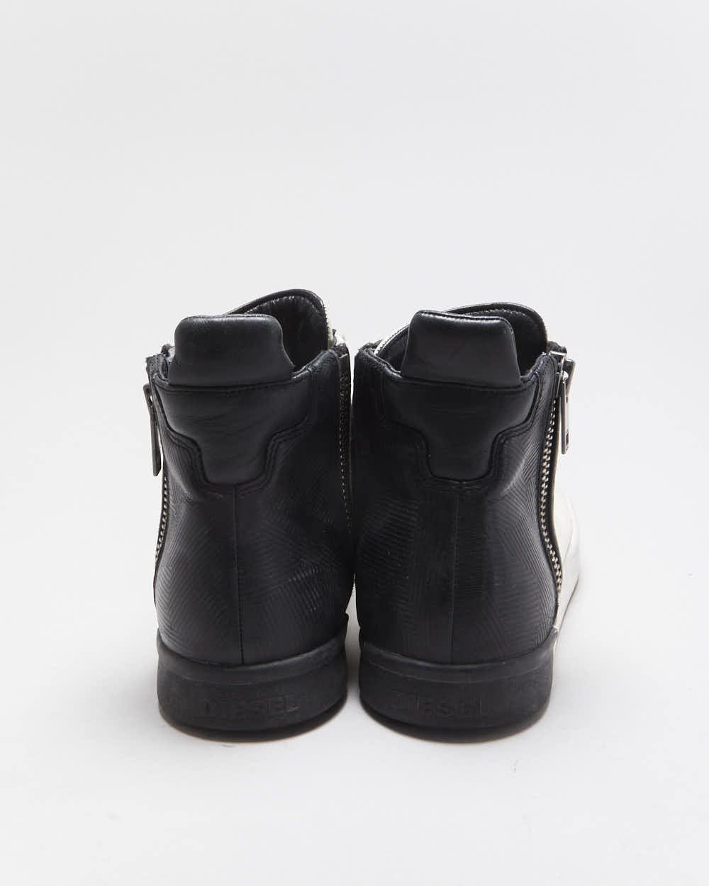 Vintage Diesel Two-Tone Leather Zip High Top Trainers - UK9