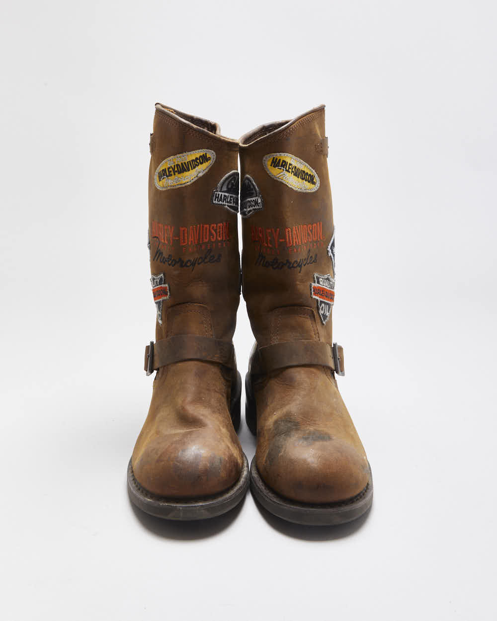 Vintage Harley Davidson Patchwork Biker Boots - UK9