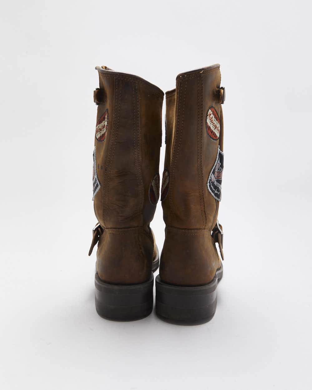 Vintage Harley Davidson Patchwork Biker Boots - UK9