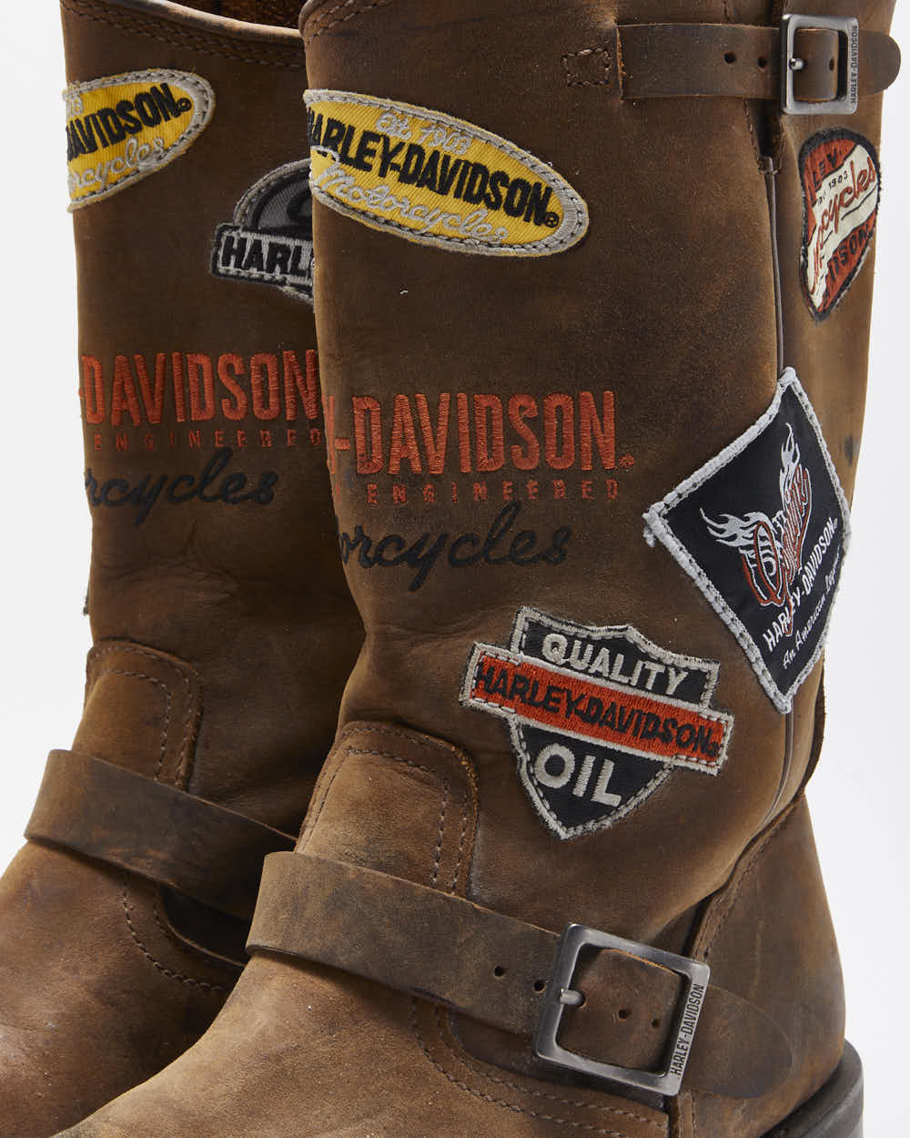 Vintage Harley Davidson Patchwork Biker Boots - UK9