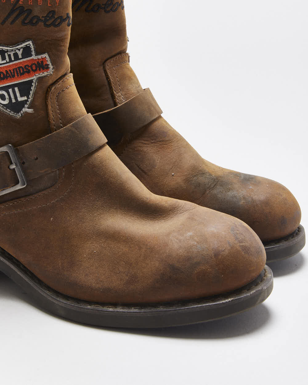 Vintage Harley Davidson Patchwork Biker Boots - UK9