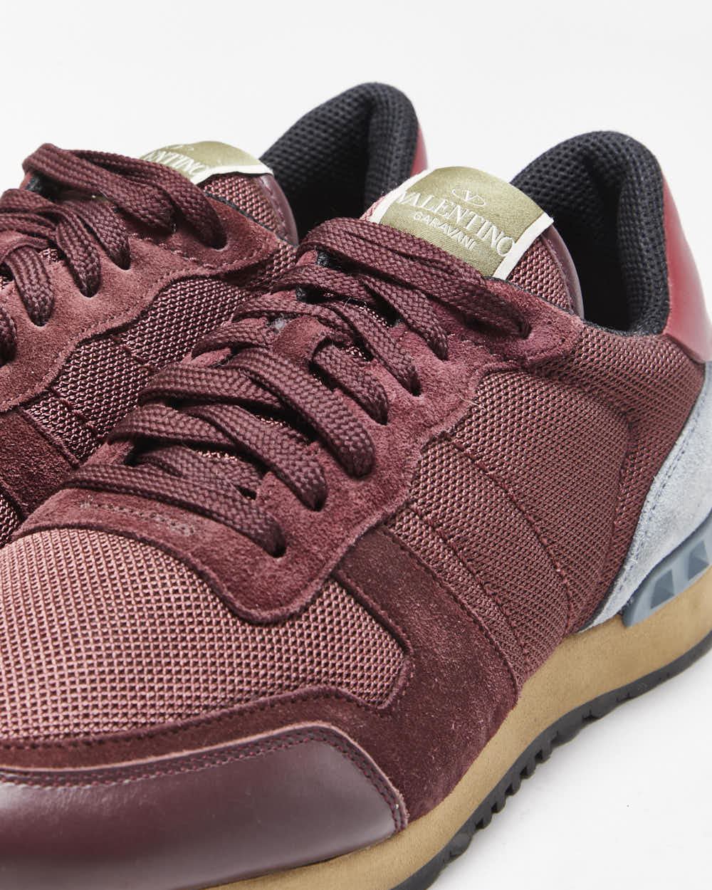 Valentino Garavani Rockrunner Suede Leather Mesh Trainers - UK9