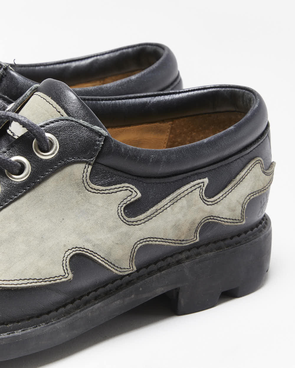 Vintage 1990s John Fluevog Angel Flame Seventh Heaven Sole Leather Derby Shoes - UK9
