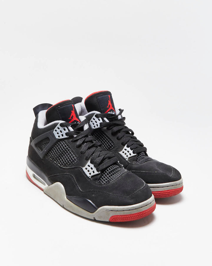 2018 Nike Air Jordan Retro 4 OG Mid Bred Black Fire Red Cement Trainers - UK 9
