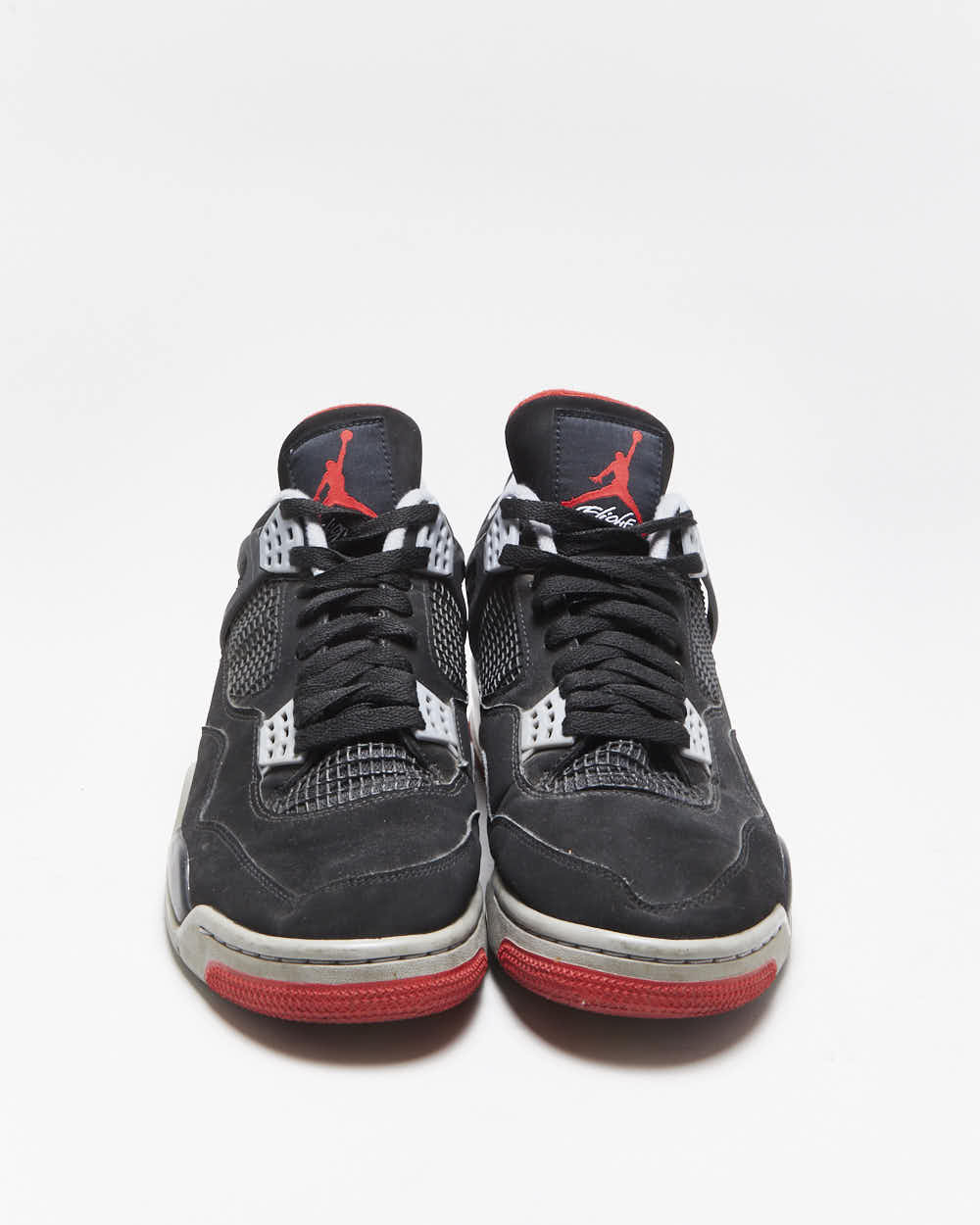 2018 Nike Air Jordan Retro 4 OG Mid Bred Black Fire Red Cement Trainers - UK 9