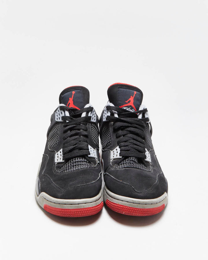 2018 Nike Air Jordan Retro 4 OG Mid Bred Black Fire Red Cement Trainers - UK 9