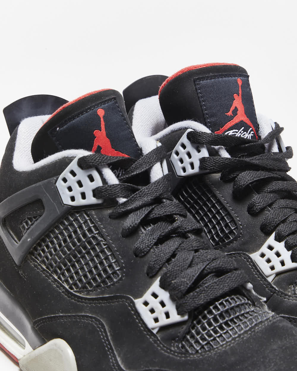 2018 Nike Air Jordan Retro 4 OG Mid Bred Black Fire Red Cement Trainers - UK 9