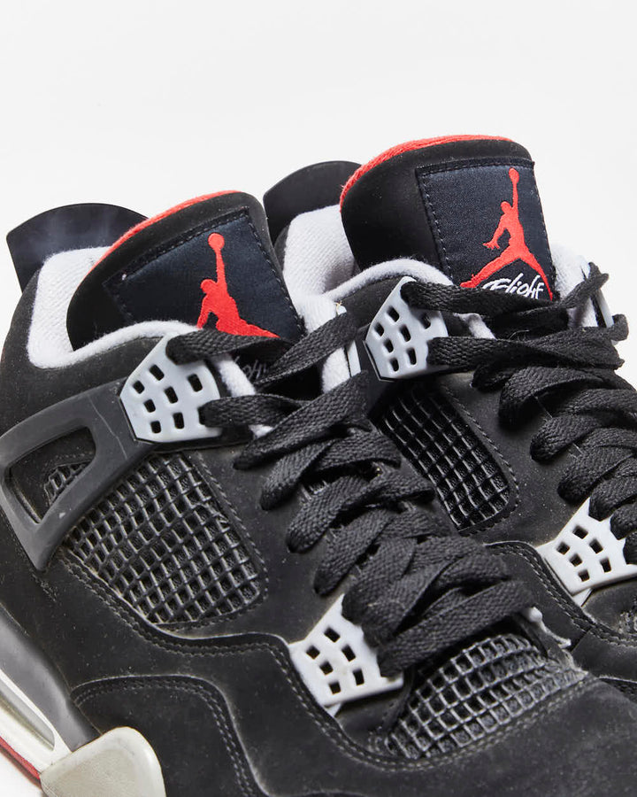 2018 Nike Air Jordan Retro 4 OG Mid Bred Black Fire Red Cement Trainers - UK 9