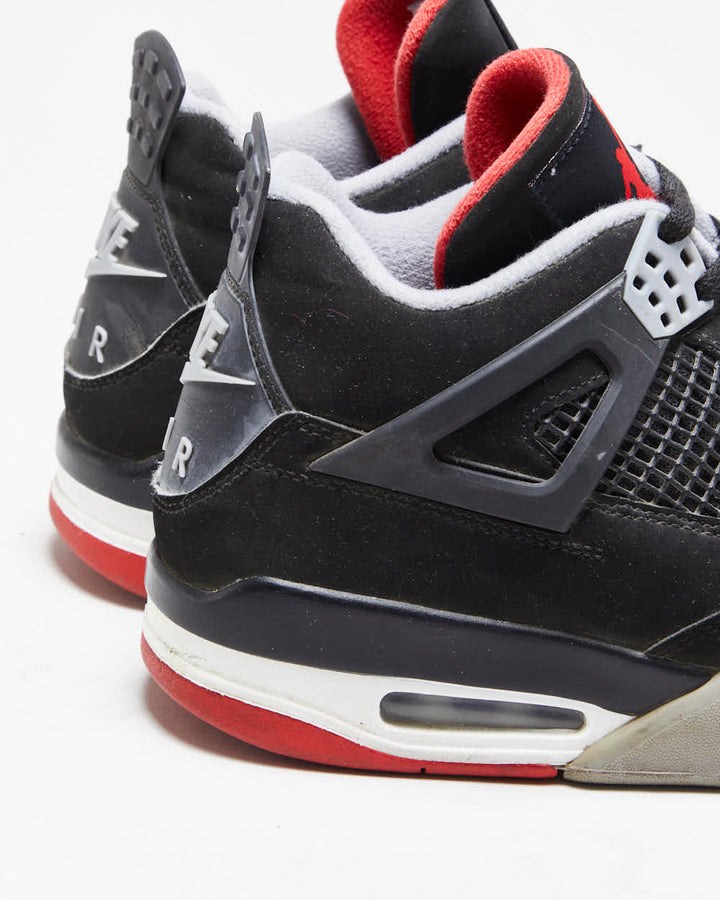 2018 Nike Air Jordan Retro 4 OG Mid Bred Black Fire Red Cement Trainers - UK 9
