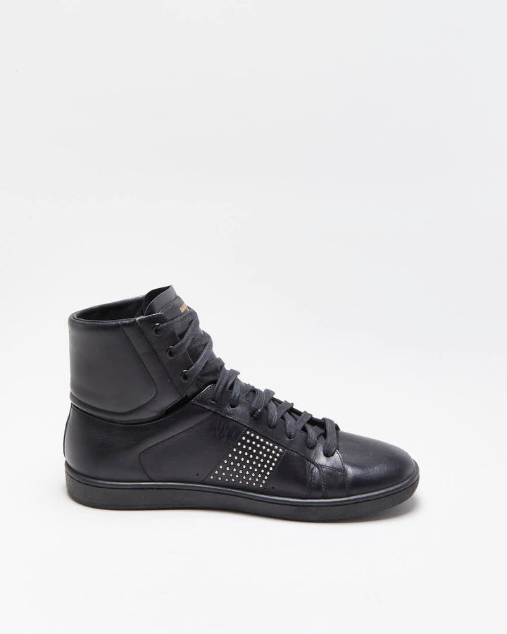Saint Laurent Leather Studded High Top Trainers - UK9