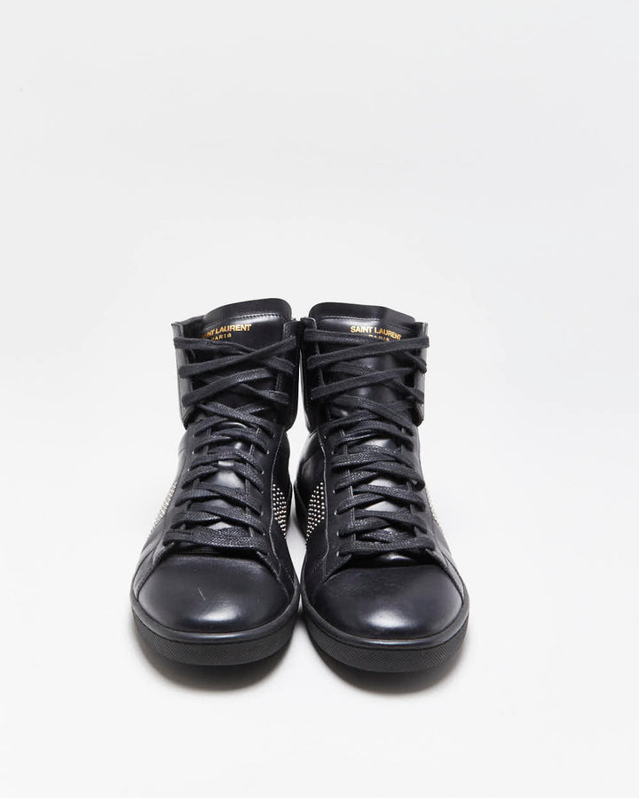 Saint Laurent Leather Studded High Top Trainers - UK9