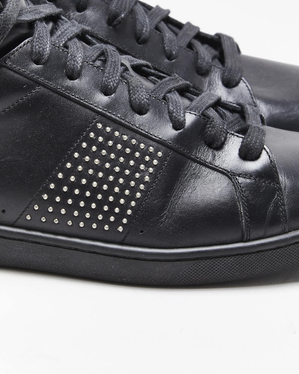 Saint Laurent Leather Studded High Top Trainers - UK9
