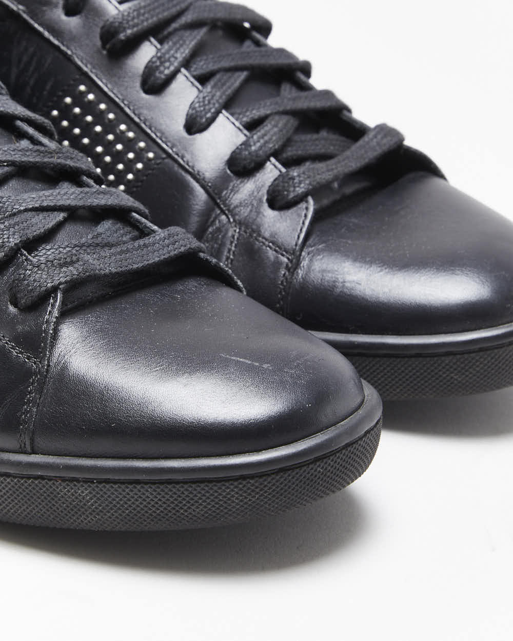 Saint Laurent Leather Studded High Top Trainers - UK9