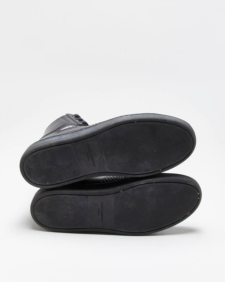 Saint Laurent Leather Studded High Top Trainers - UK9