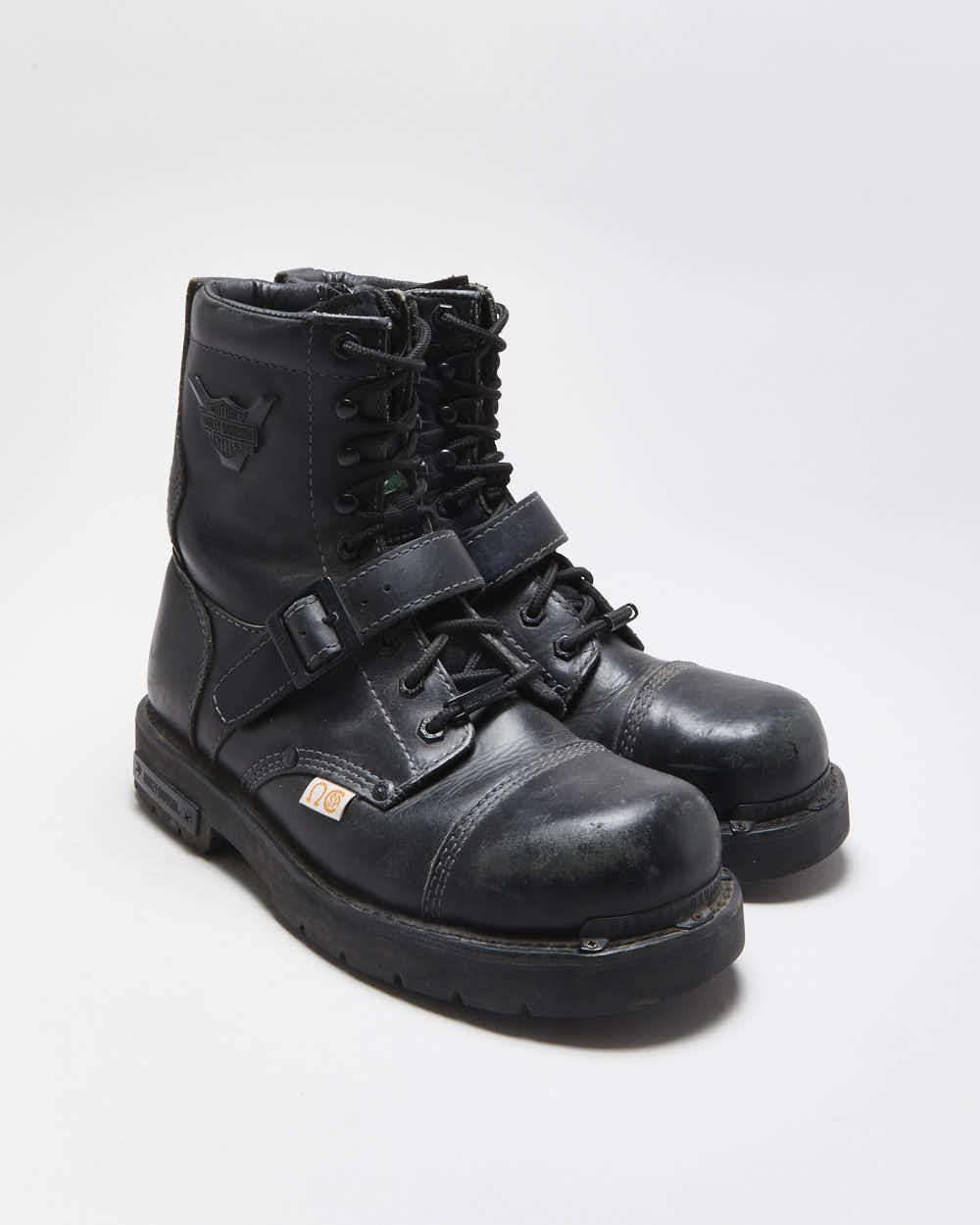 Vintage Harley Davidson Thinsulate SA Leather Steel Toe Cap Biker Boots - UK 8.5