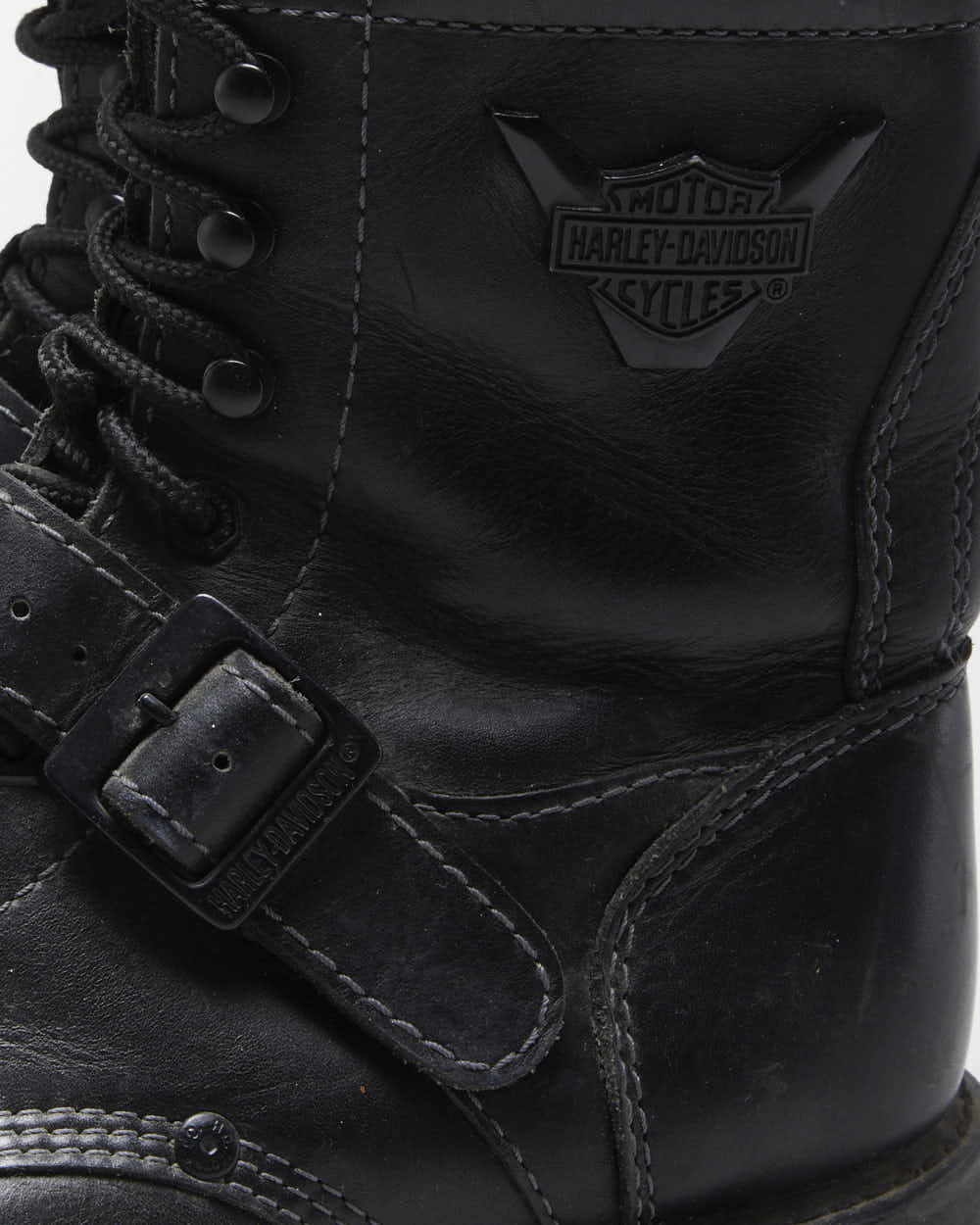 Vintage Harley Davidson Thinsulate SA Leather Steel Toe Cap Biker Boots - UK 8.5