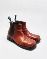 Vintage 1990s John Fluevog F Shoe Leather Square-Toe Ankle Boots - UK 10