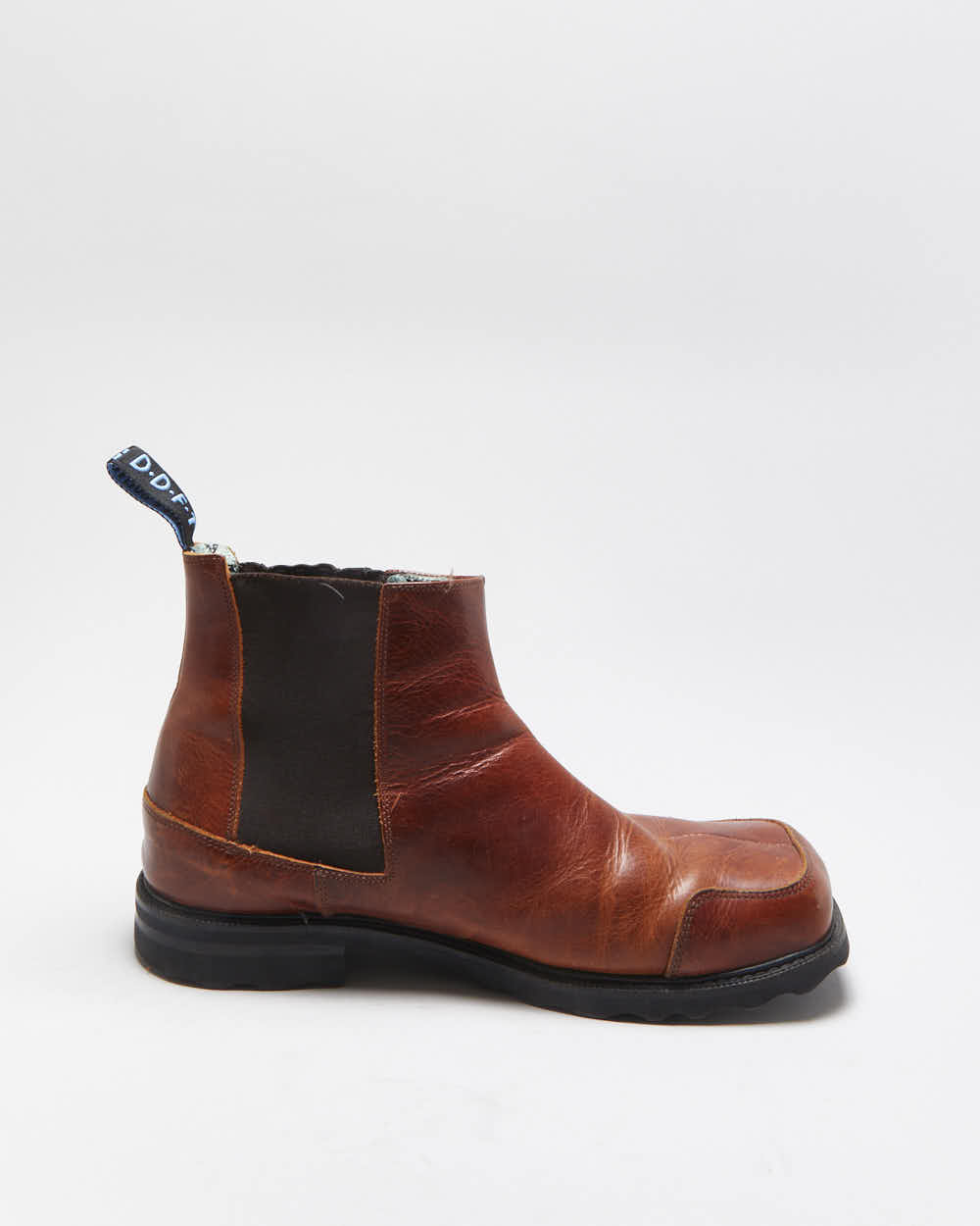 Vintage 1990s John Fluevog F Shoe Leather Square-Toe Ankle Boots - UK 10