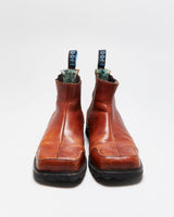 Vintage 1990s John Fluevog F Shoe Leather Square-Toe Ankle Boots - UK 10