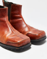 Vintage 1990s John Fluevog F Shoe Leather Square-Toe Ankle Boots - UK 10