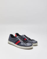 2022 Gucci Ace Leather Monogram Supreme Python Web Low Trainers - UK9.5
