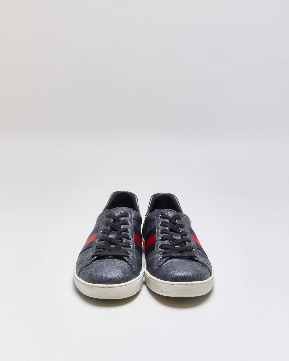 2022 Gucci Ace Leather Monogram Supreme Python Web Low Trainers - UK9.5