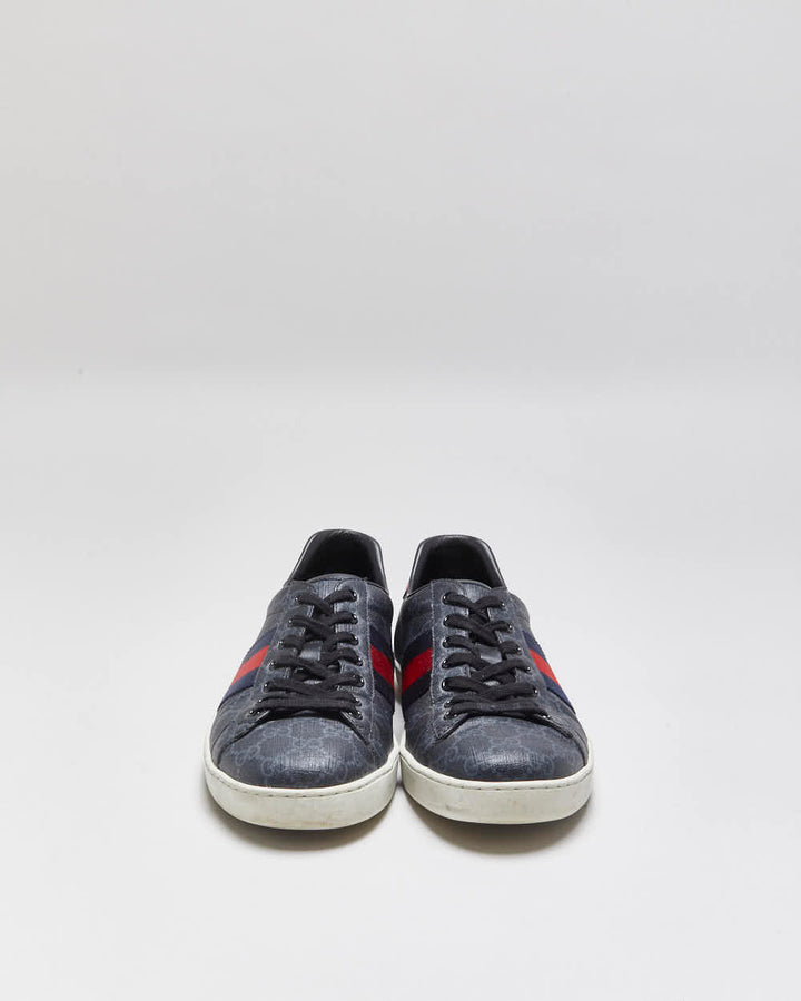 2022 Gucci Ace Leather Monogram Supreme Python Web Low Trainers - UK9.5
