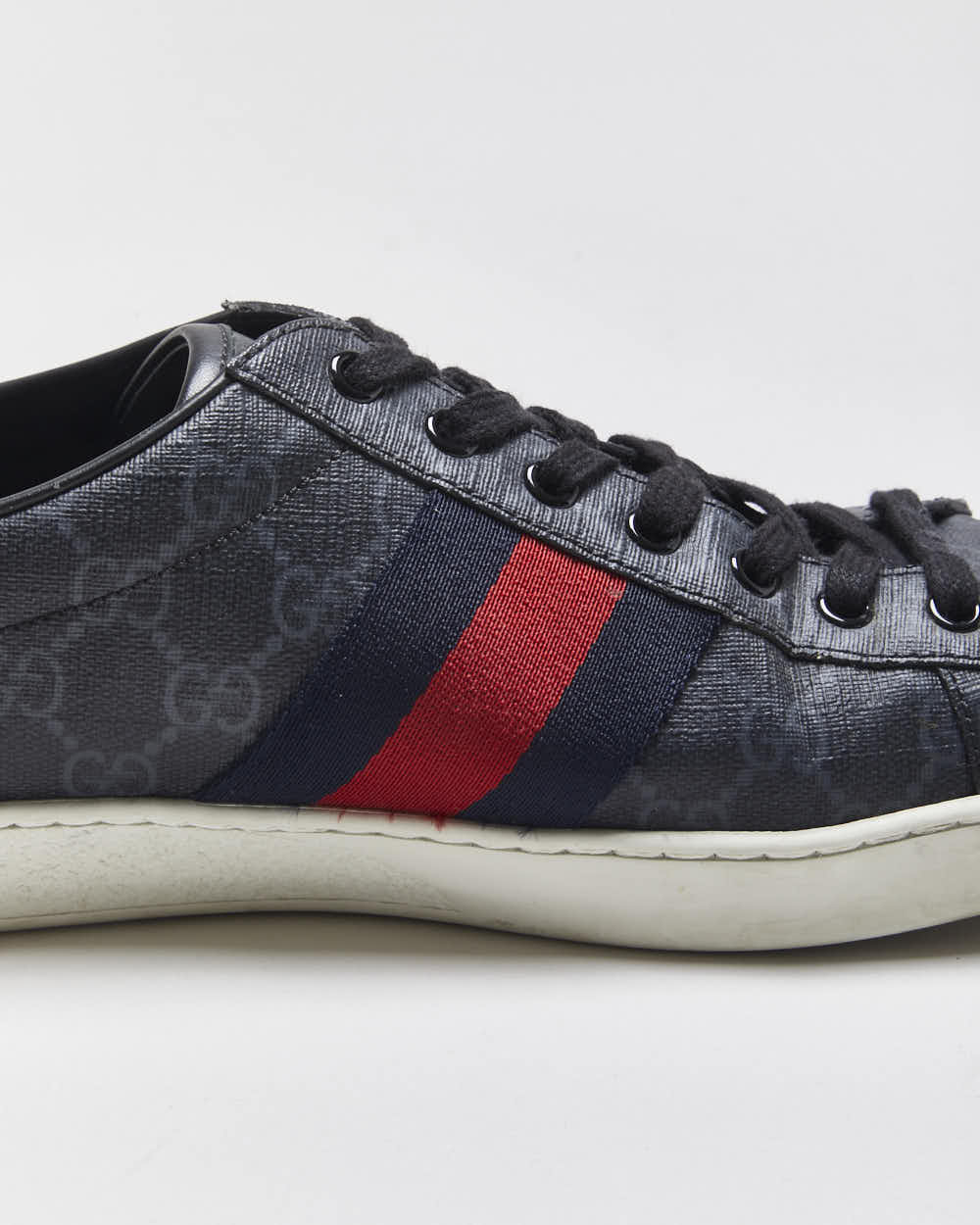 2022 Gucci Ace Leather Monogram Supreme Python Web Low Trainers - UK9.5