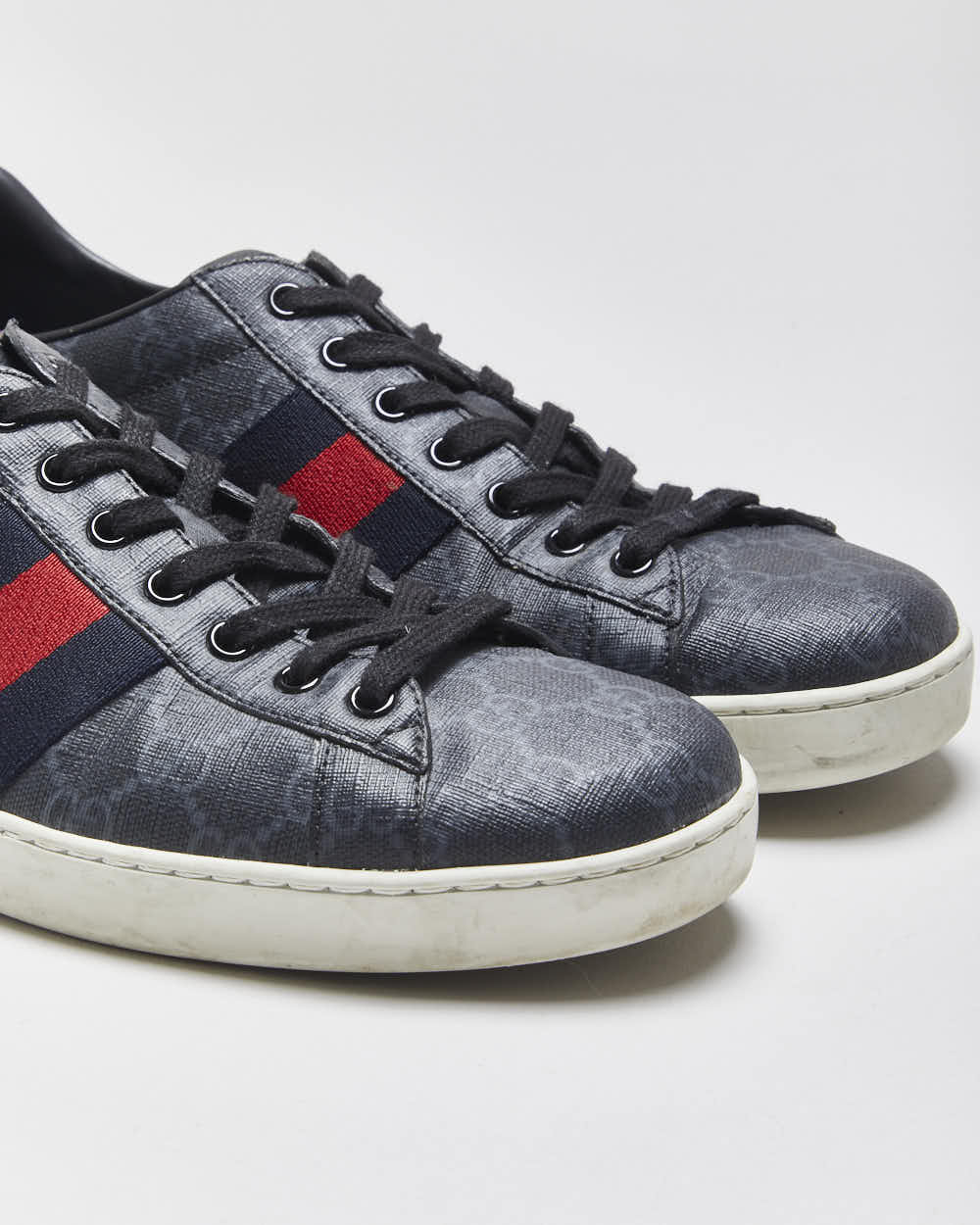 2022 Gucci Ace Leather Monogram Supreme Python Web Low Trainers - UK9.5