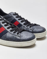 2022 Gucci Ace Leather Monogram Supreme Python Web Low Trainers - UK9.5