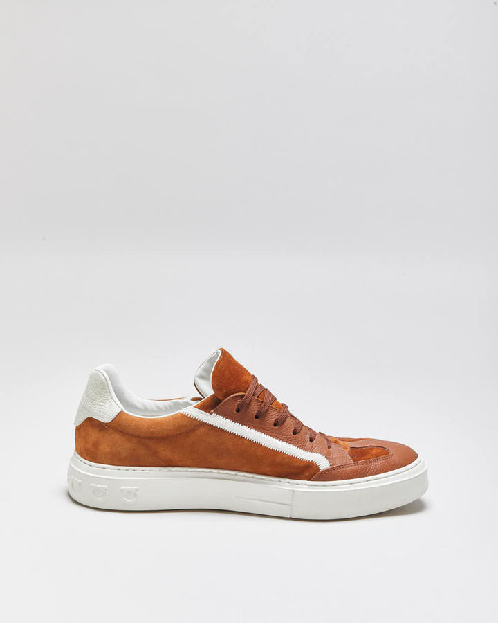 2024 Salvatore Ferragamo Gancini Borg Tan Suede Leather Low Trainers - UK10