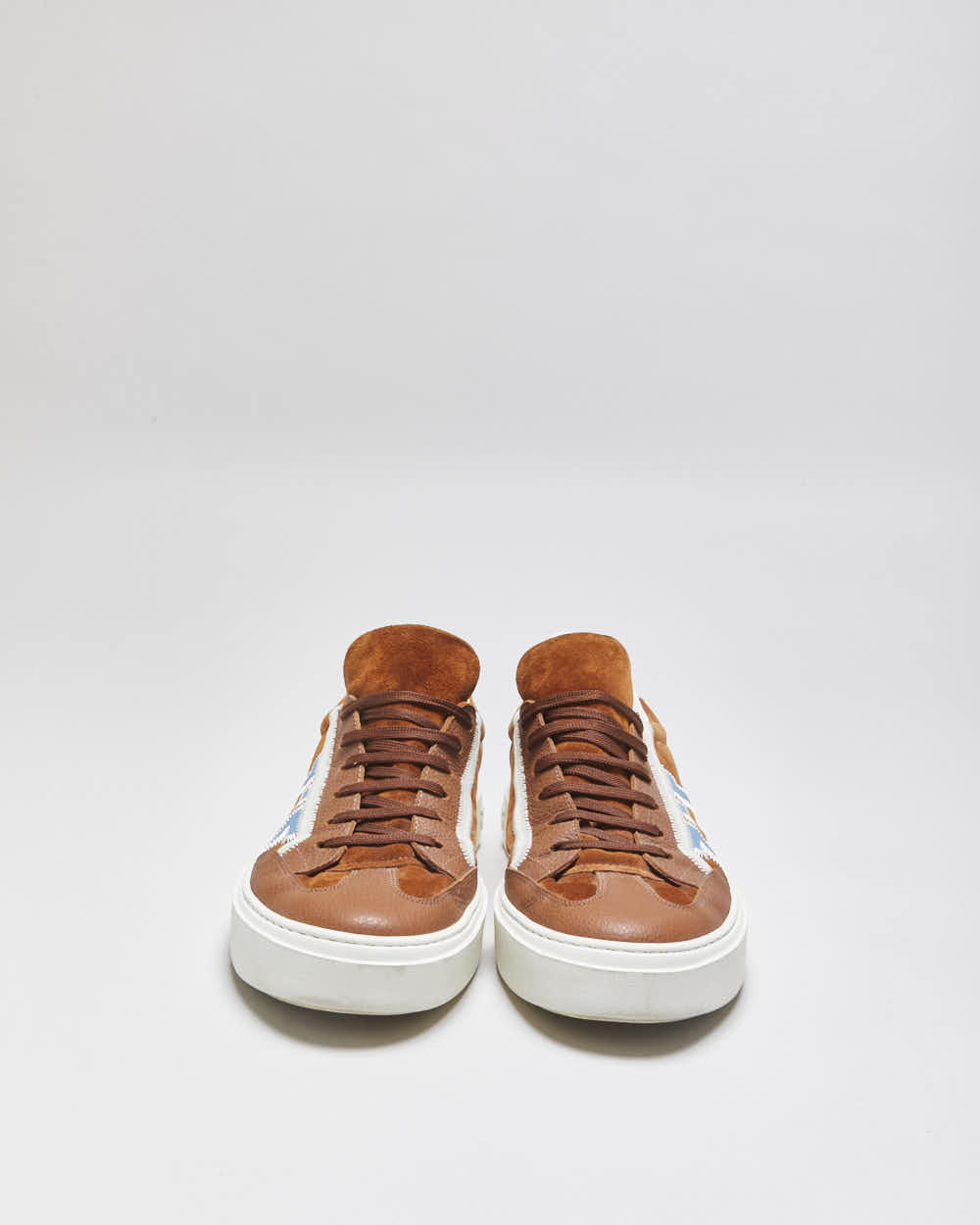 2024 Salvatore Ferragamo Gancini Borg Tan Suede Leather Low Trainers - UK10