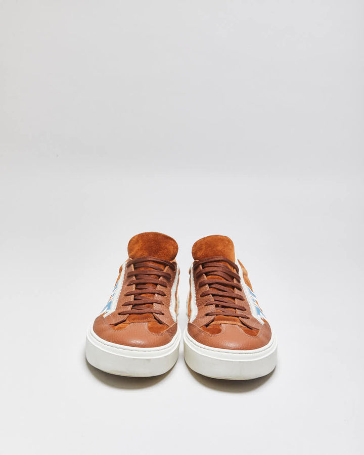 2024 Salvatore Ferragamo Gancini Borg Tan Suede Leather Low Trainers - UK10