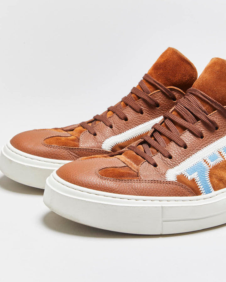 2024 Salvatore Ferragamo Gancini Borg Tan Suede Leather Low Trainers - UK10