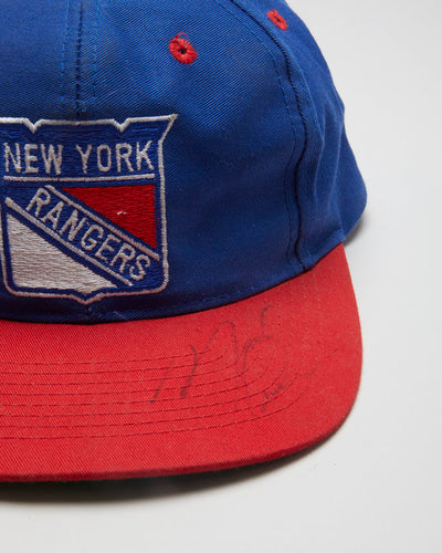 Vintage 90s New York Rangers Snapback Autographed By Mike Richter - Adjustable Cap