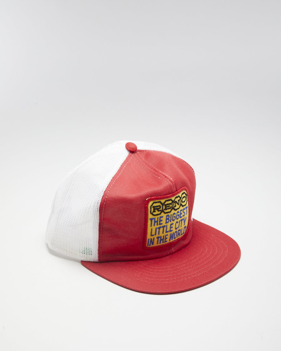 Vintage 80s "Reno The Biggest Little City In The World" Red Trucker Hat - Adjustable