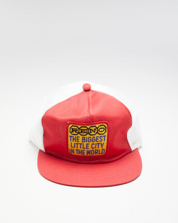Vintage 80s "Reno The Biggest Little City In The World" Red Trucker Hat - Adjustable