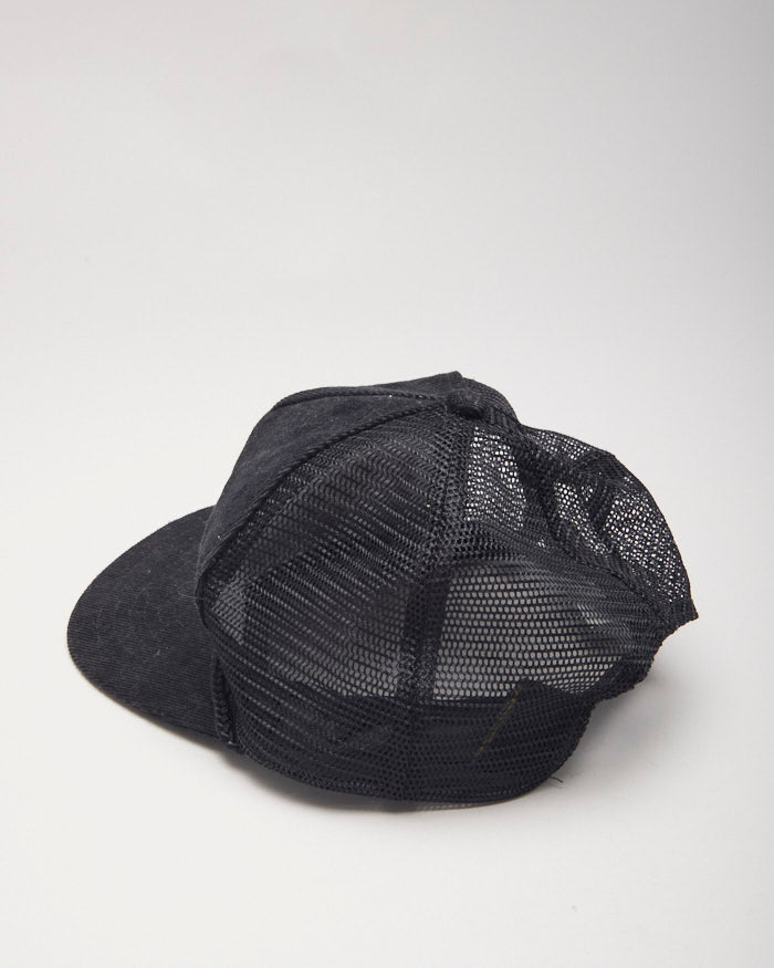 Y2k 00s Casco Terminals Black Corduroy Trucker Cap