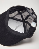 Y2k 00s Casco Terminals Black Corduroy Trucker Cap