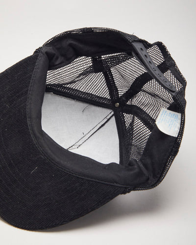 Y2k 00s Casco Terminals Black Corduroy Trucker Cap