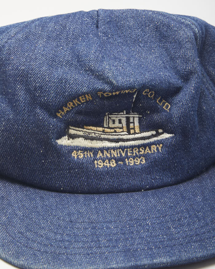 Vintage 80's Embroidered Denim Snapback Cap - OS