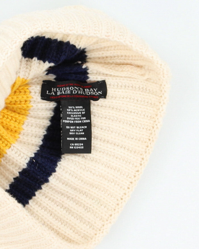 Vintage Hudson Bay Striped Bobble Beanie - OS