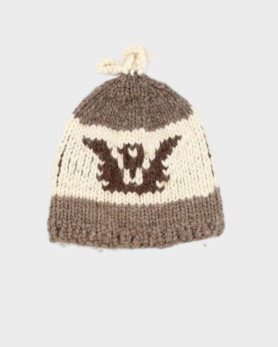 Vintage 80's Cowichan Style Wool Toque Beanie - OS