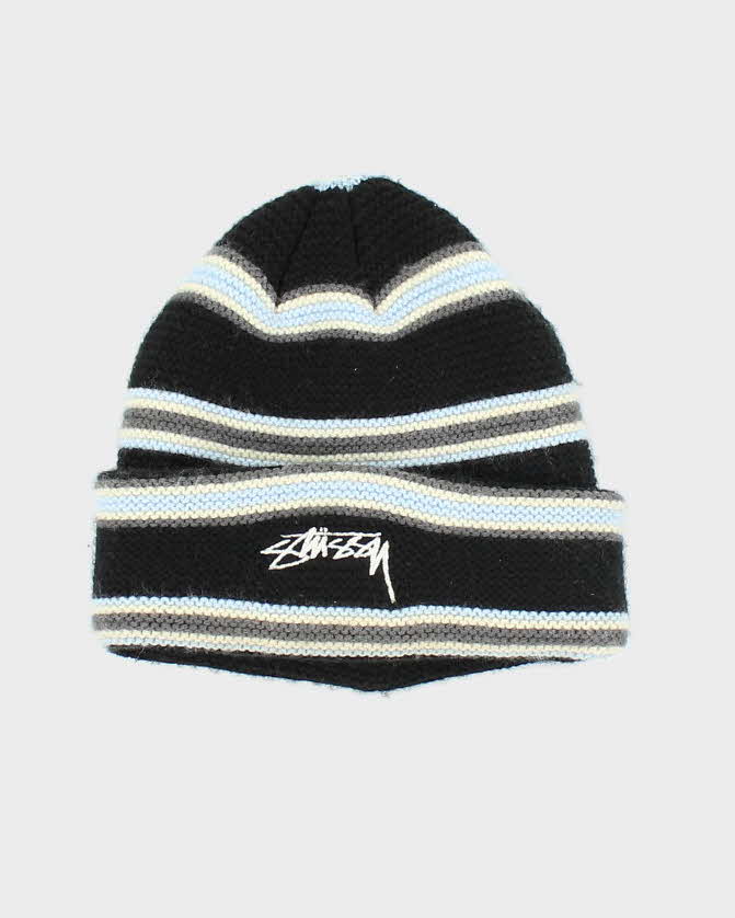 Vintage Stussy Striped Embroidered Watch Beanie - OS